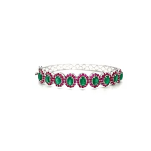 Multi Colour Stone Bangle in .925 Sterling Silver - KSD 47628