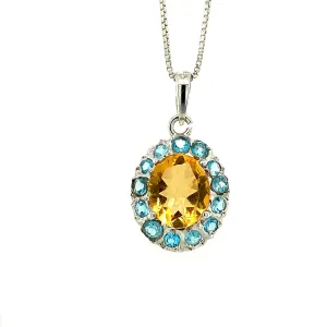 Multi Colour Stone Pendant in .925 Sterling Silver - KSP 3071