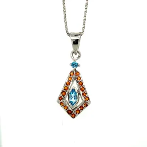 Multi Colour Stone Pendant in .925 Sterling Silver - KSP 30903