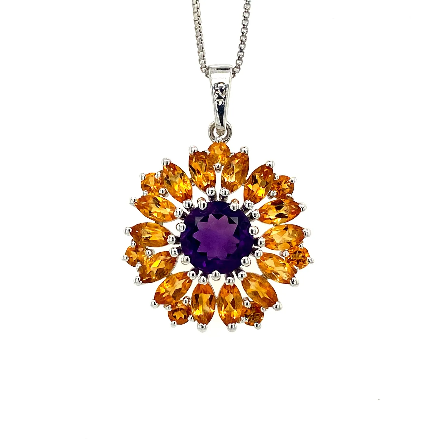 Multi Colour Stone Pendant in .925 Sterling Silver - KSP 33671