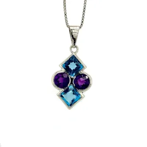 Multi Colour Stone Pendant in .925 Sterling Silver - KSP 33979