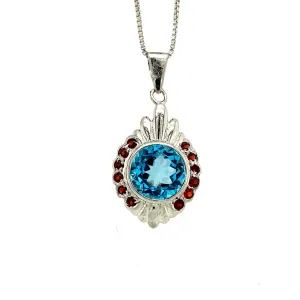 Multi Colour Stone Pendant in .925 Sterling Silver - KSP 3680