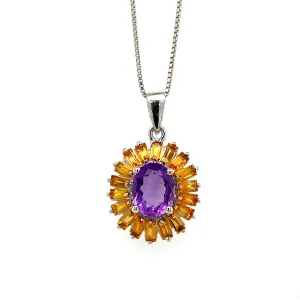 Multi Colour Stone Pendant in .925 Sterling Silver - KSP 38769