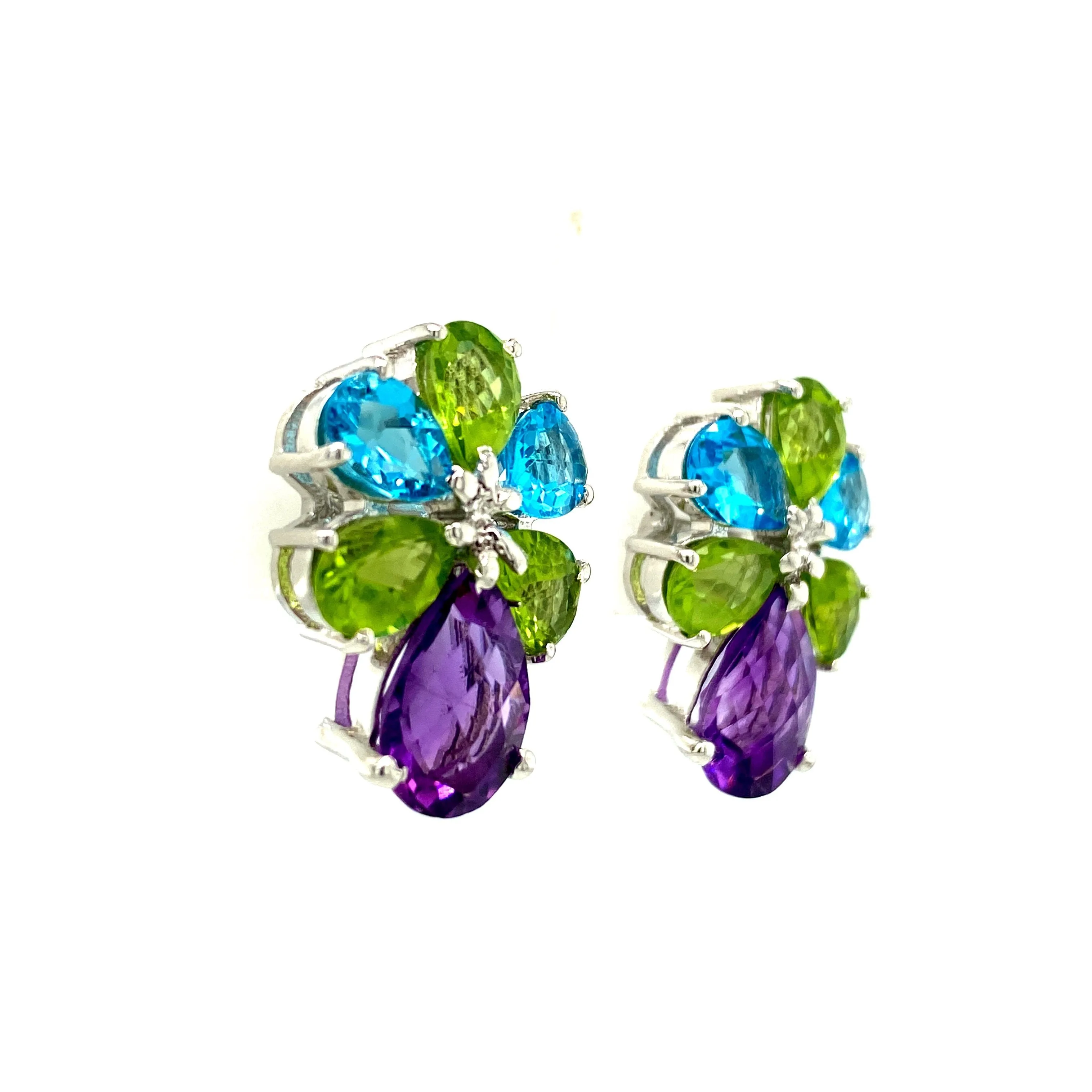 Multi Colour Stones Earring in .925 Sterling Silver KST - 52375