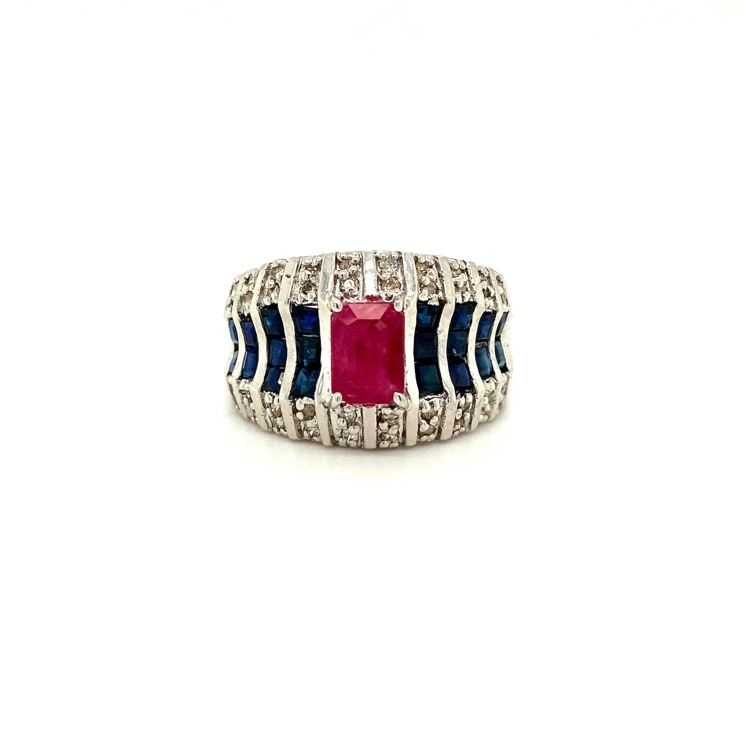 Multi Colour Stones Ring in .925 Sterling Silver - KSR 10809