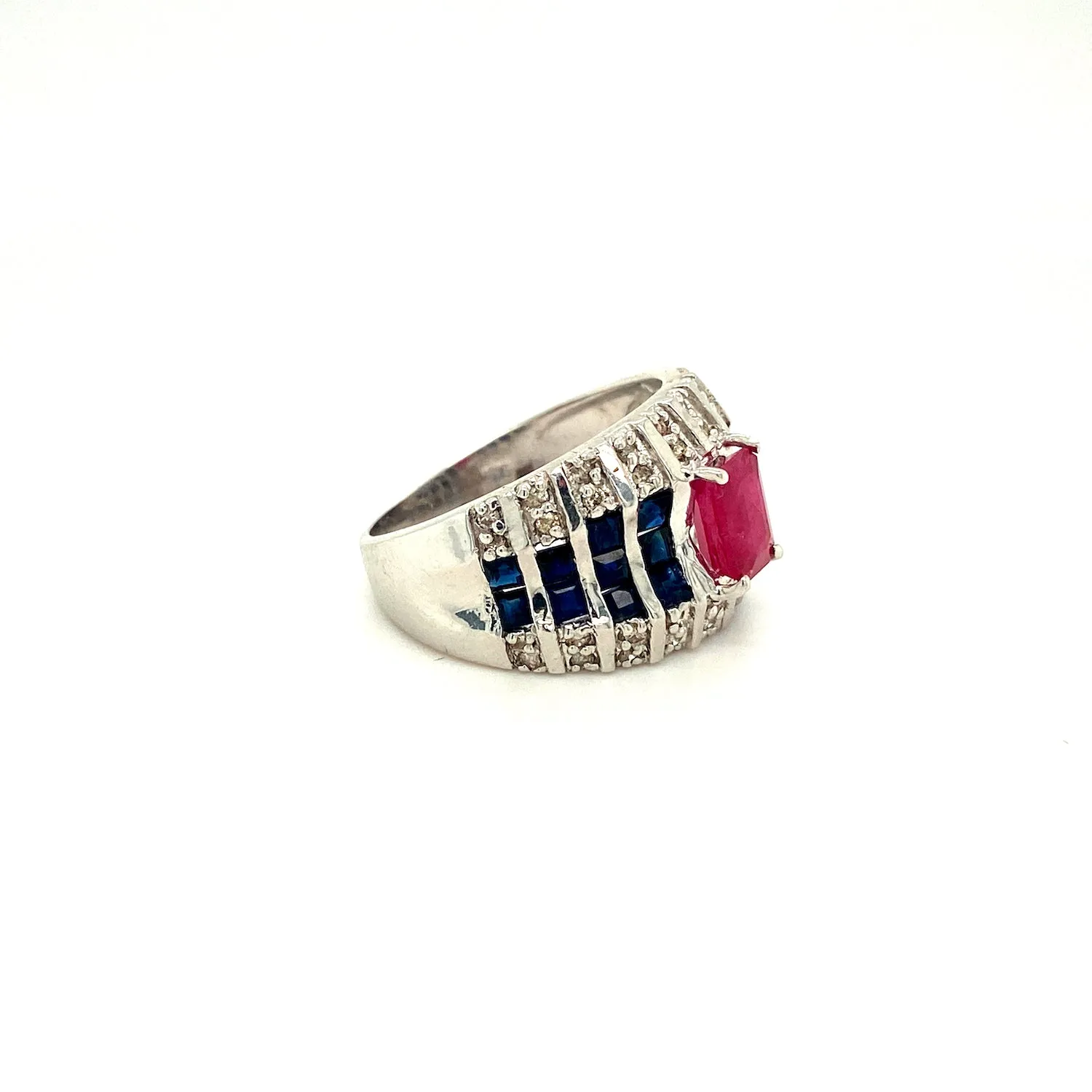 Multi Colour Stones Ring in .925 Sterling Silver - KSR 10809