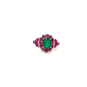 Multi Colour Stones Ring in .925 Sterling Silver - KSR 13481