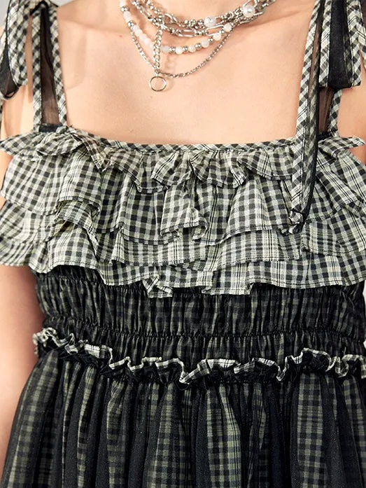 Multi-layer Ruffled Suspender Skirt