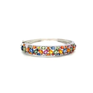 Multi Sapphire Bangle in .925 Sterling Silver - KSD 40925