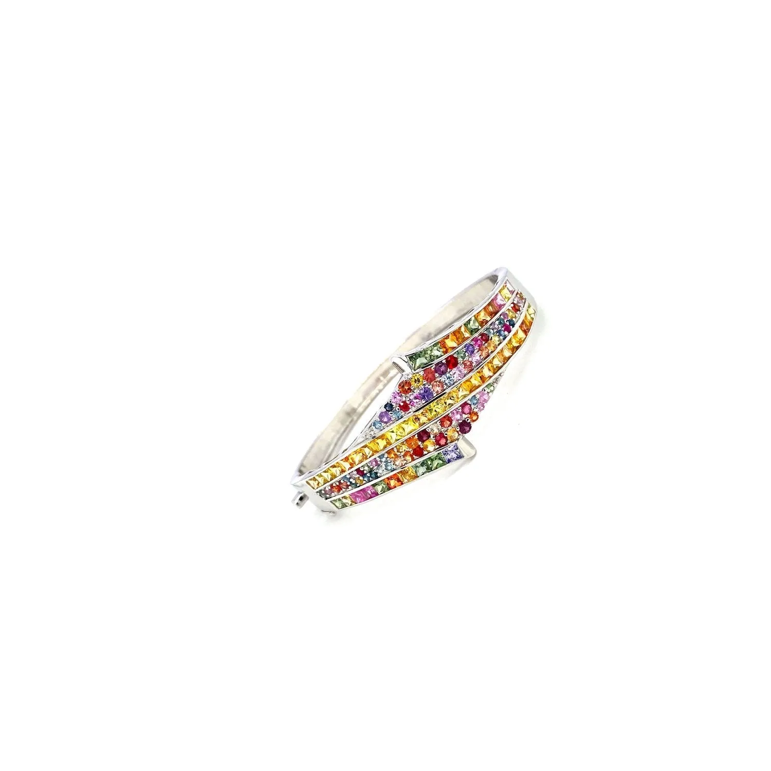 Multi Sapphire Bangle in .925 Sterling Silver - KSD 47318