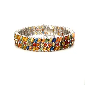 Multi Sapphire Bracelet in .925 Sterling Silver - KSD 4043