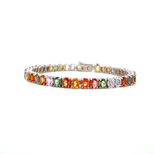 Multi Sapphire Bracelet in .925 Sterling Silver - KSD 43548