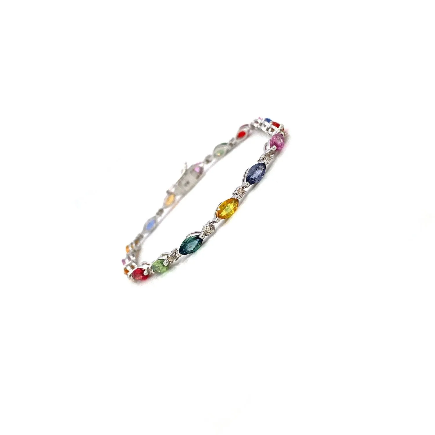 Multi Sapphire Bracelet in .925 Sterling Silver - KSD 49074