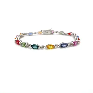 Multi Sapphire Bracelet in .925 Sterling Silver - KSD 49074