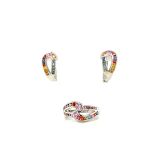Multi Sapphire Jewellery Set in .925 Sterling Silver - KSS 6553