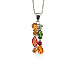 Multi Sapphire Pendant in .925 Sterling Silver - KSP 33804
