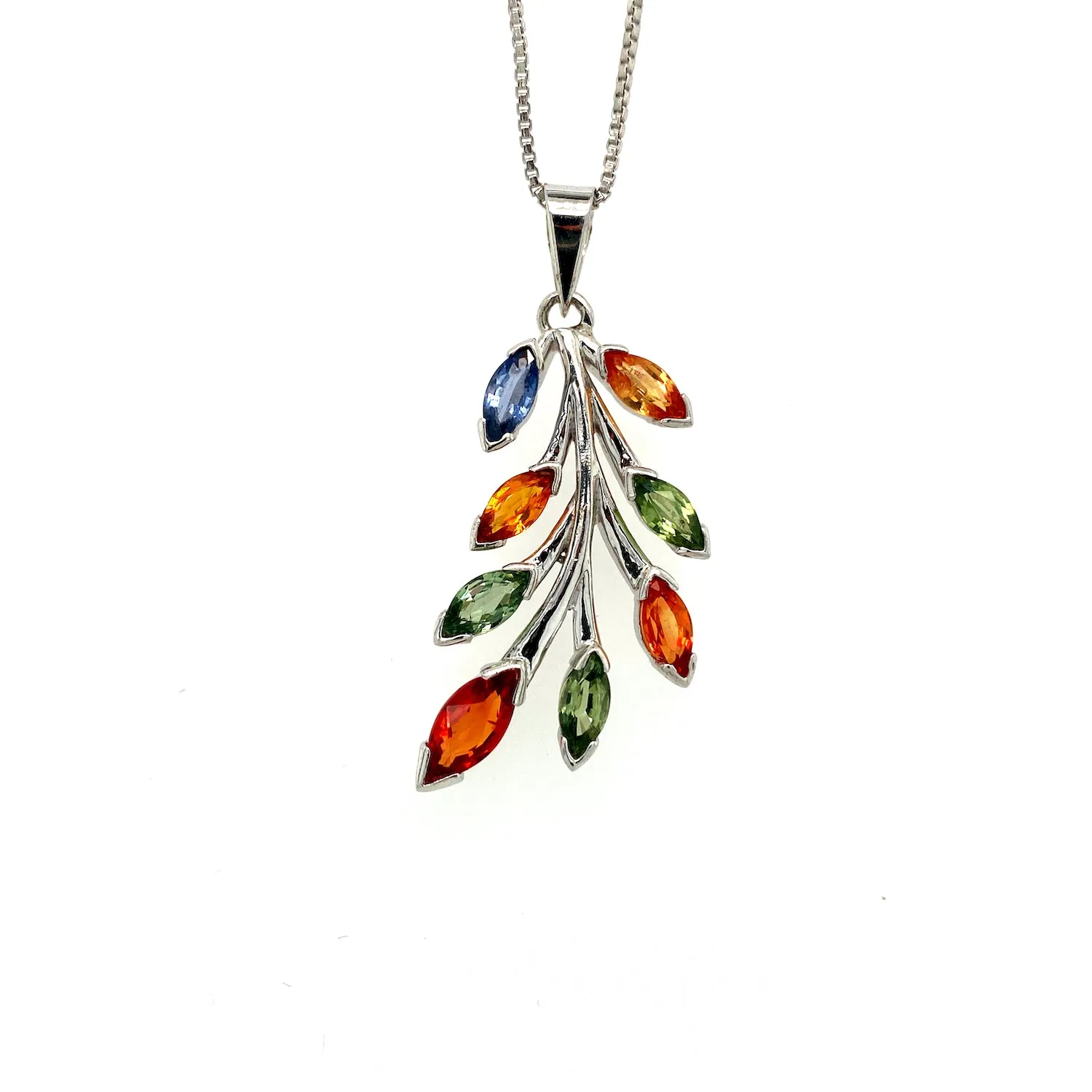 Multi Sapphire Pendant in .925 Sterling Silver - KSP 34479