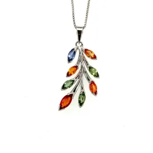 Multi Sapphire Pendant in .925 Sterling Silver - KSP 34479