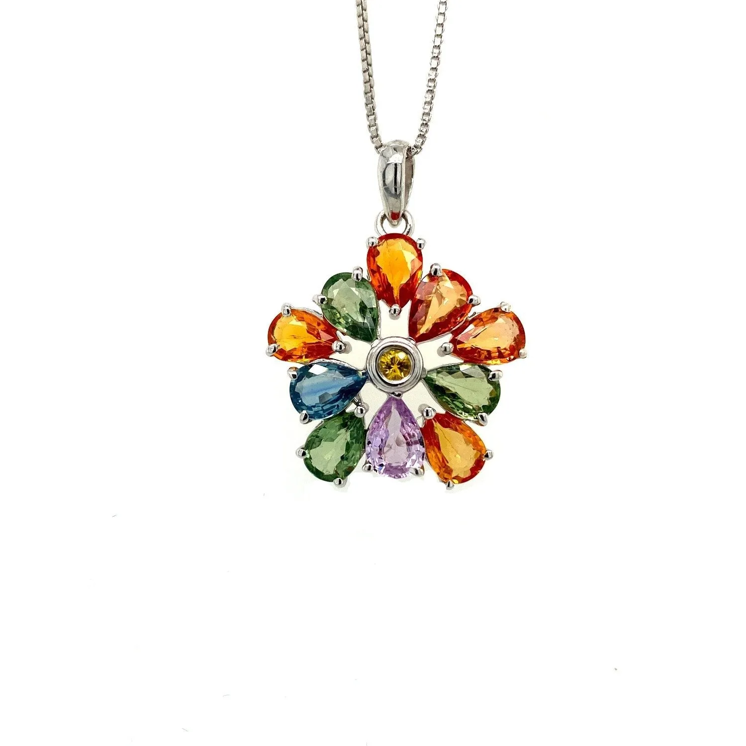 Multi Sapphire Pendant in .925 Sterling Silver - KSP 35988