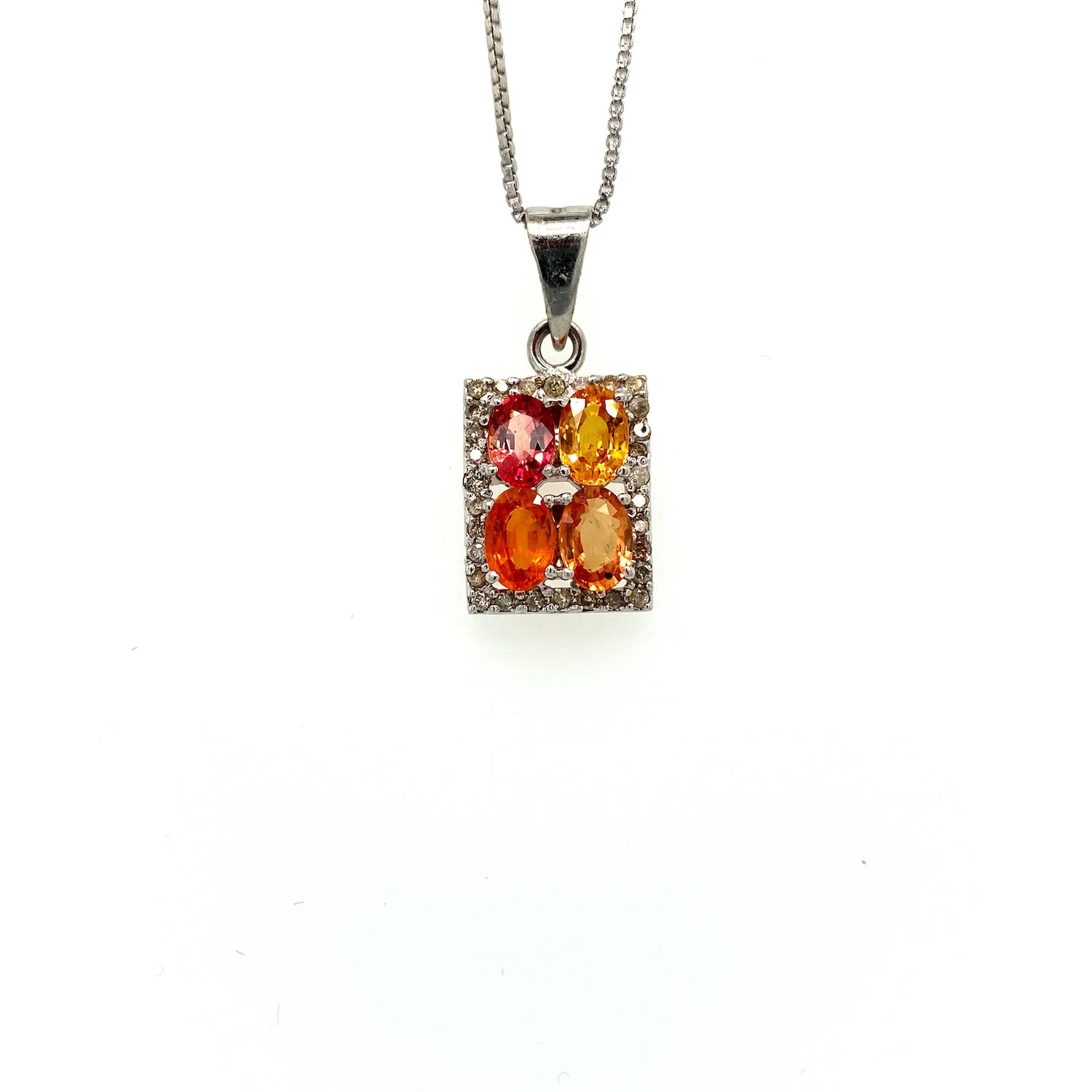 Multi Sapphire Pendant in .925 Sterling Silver - KSP 36990