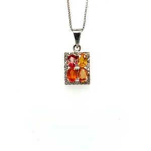 Multi Sapphire Pendant in .925 Sterling Silver - KSP 36990