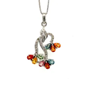 Multi Sapphire Pendant in .925 Sterling Silver - KSP 38164