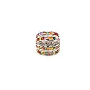 Multi Sapphire Ring in .925 Sterling Silver - KSR 13895