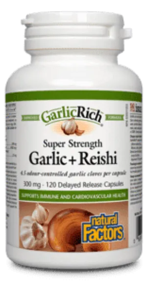Natural Factors GarlicRich Garlic   Reishi Super Strength 300 mg (120 Capsules)