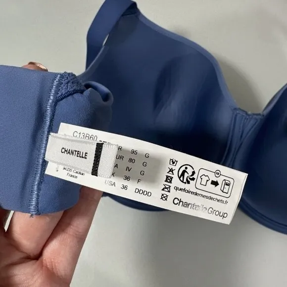 NEW $78 Chantelle [ 36DDDD ]‎ C Jolie Comfort Convertible T-Shirt Bra Blue