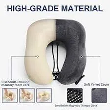 New Compact Premium Quality Travel Pillow & Eye Mask with Carry Bag! The Perfect Travel Partner! Grey Not Blue!