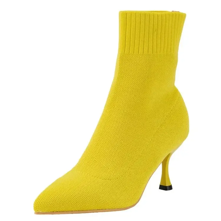 New Fashion Women's Ankle Boots Pointed High Heels Thin High Heels Soft Shoes Overboots Purple Black Red Comfortable Shoes
