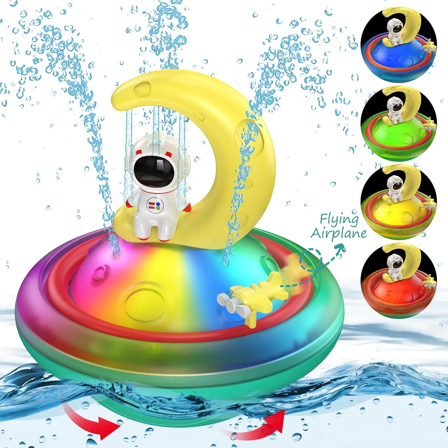 New in box! Astronaut Moon Baby Bath Toys for Toddlers, Spray Water Toy Rotation Baby Light up Bath Toys, Automatic Induction Sprinkler Shower Toys with LED, Ages 1 & Up