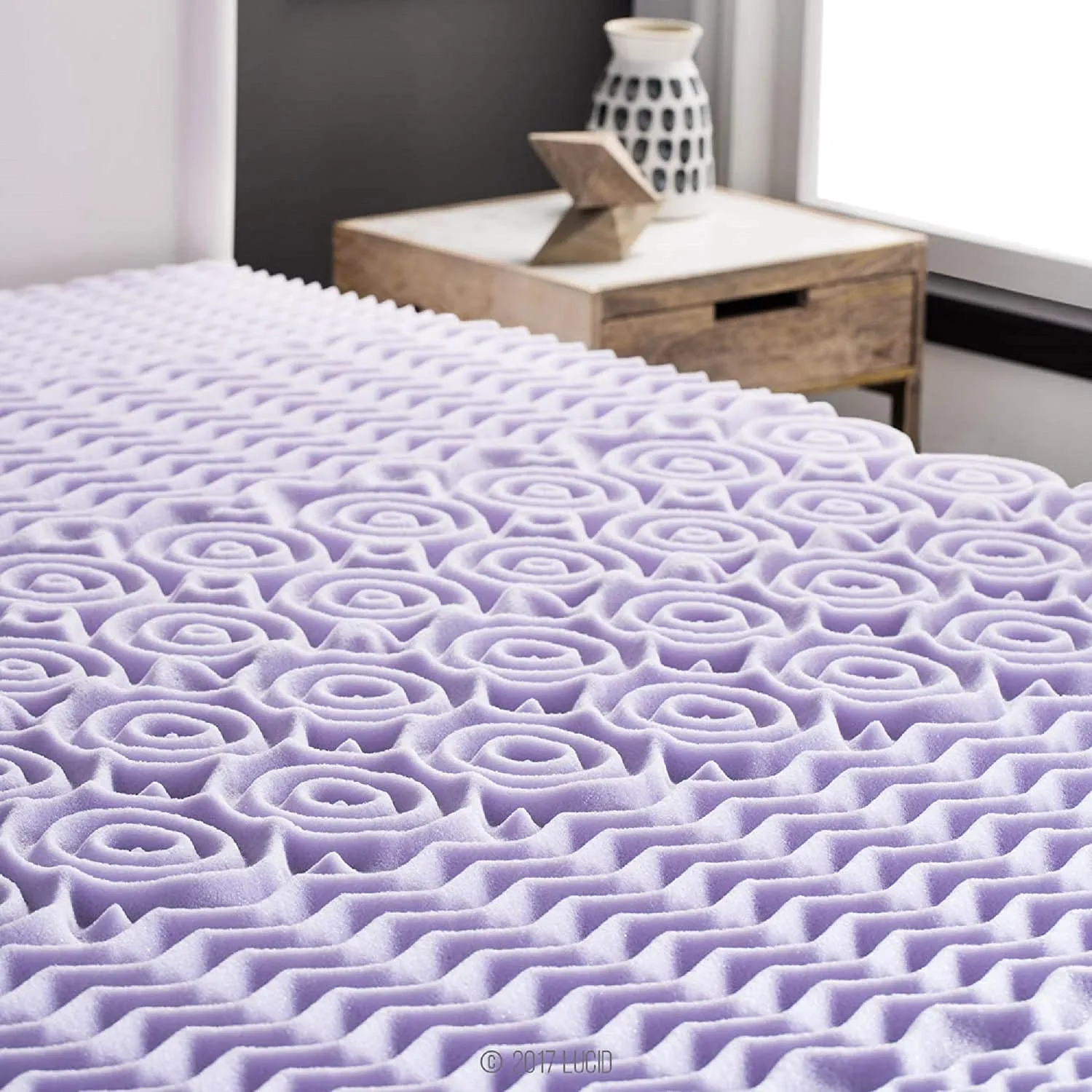 New LUCID 2 Inch 5 Zone Lavender Memory Foam Mattress Topper – Calming Lavender – Targeted Convoluted Comfort Zones, Twin (LU20TT30ZT) Retail $86 