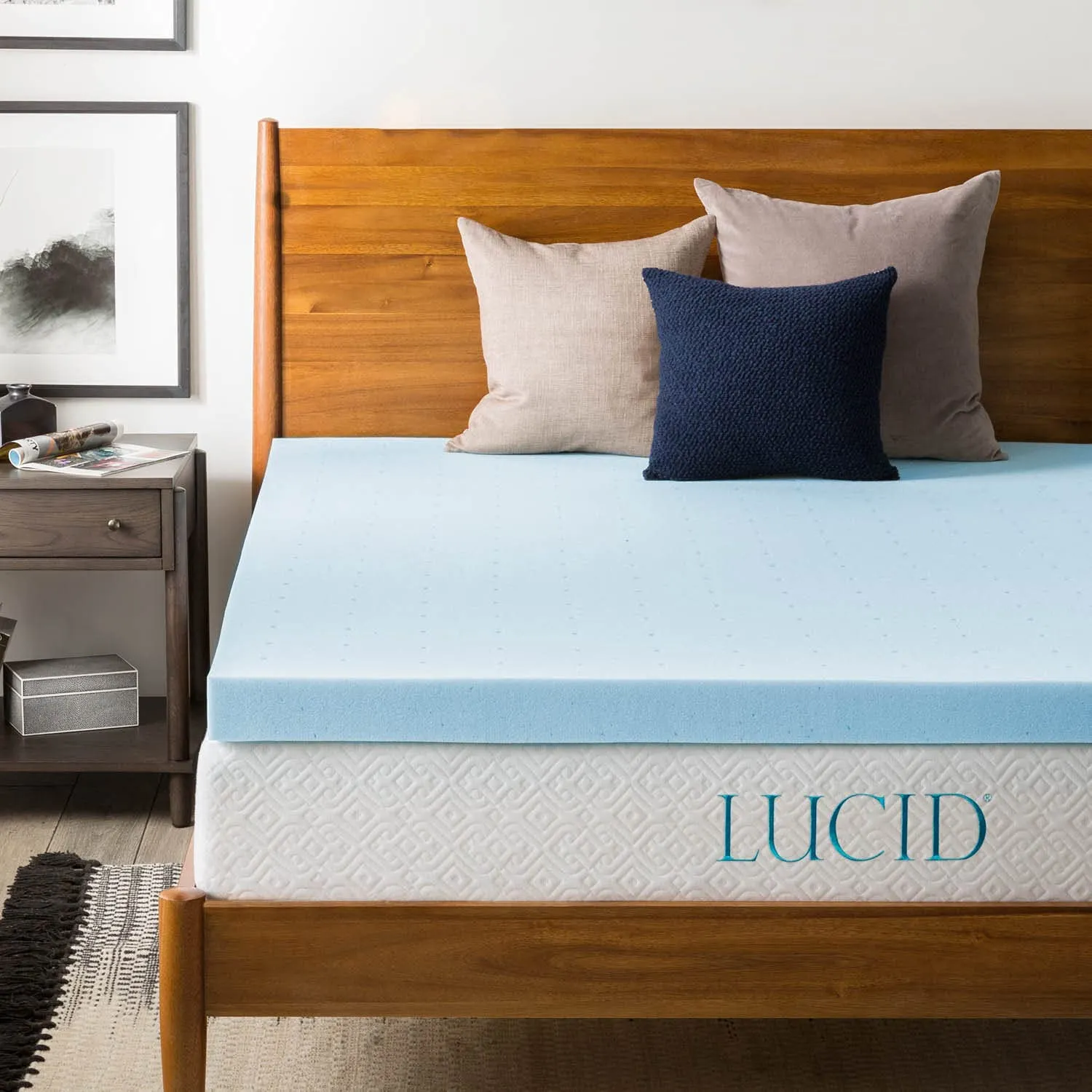 New LUCID 3 Inch Gel Memory Foam Mattress Topper-Ventilated Design-Ultra Plush-King, comes compressed in box for easy transport!