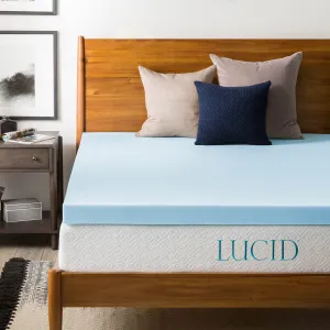 New LUCID 3 Inch Gel Memory Foam Mattress Topper-Ventilated Design-Ultra Plush-King, comes compressed in box for easy transport!
