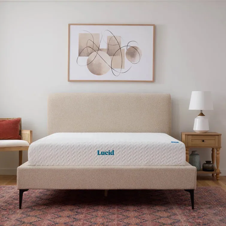 New Lucid Comfort 10” Gel Memory Foam Queen Size Mattress - Plush Feel , New in plastic wrap not compressed in a box! Retails $679 