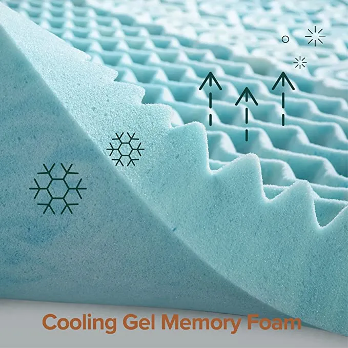 New ZINUS 1 Inch Green Tea Cooling Gel Memory Foam Zoned Support Mattress Topper, Full/Double