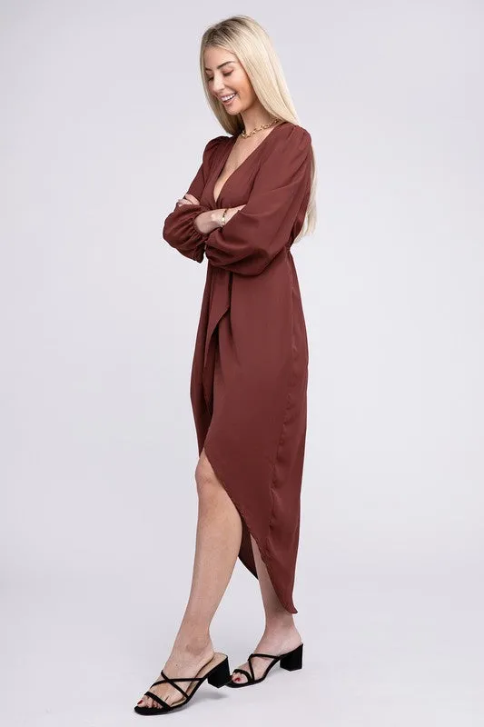 Nuvi Apparel Deep V Neck Wrap Dress
