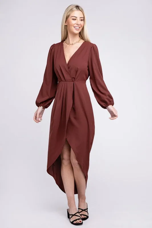 Nuvi Apparel Deep V Neck Wrap Dress