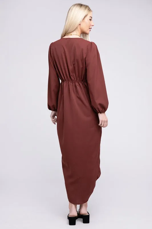 Nuvi Apparel Deep V Neck Wrap Dress
