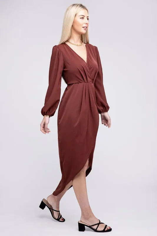 Nuvi Apparel Deep V Neck Wrap Dress