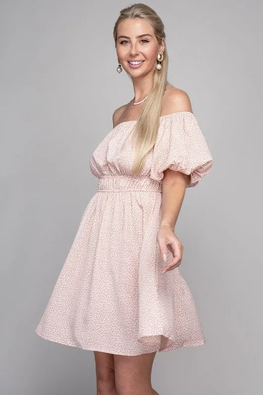Nuvi Apparel Off shoulder leopard dress