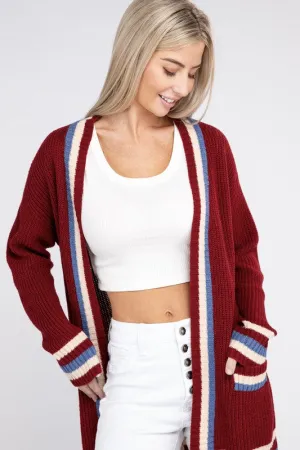 Nuvi Apparel Open cardigan with contrast trim