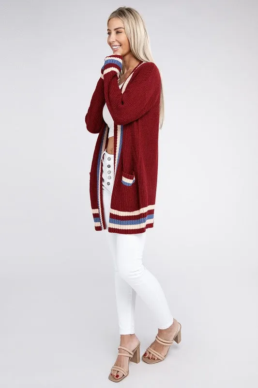 Nuvi Apparel Open cardigan with contrast trim