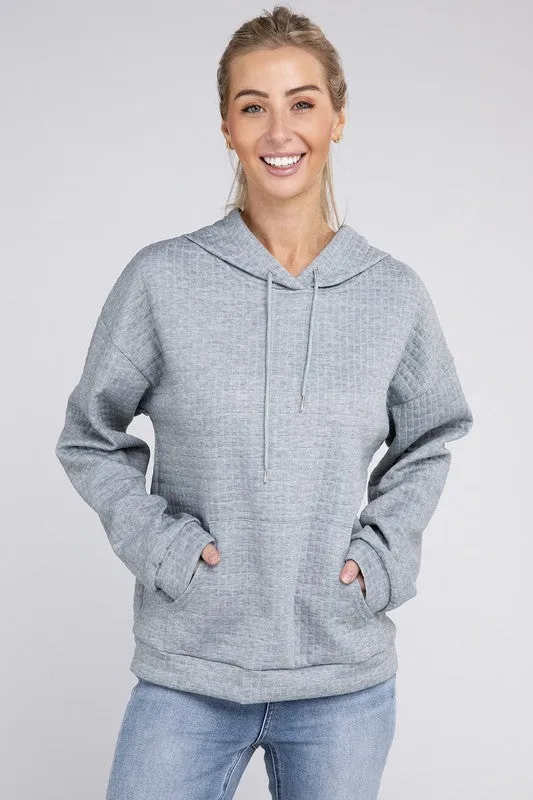 Nuvi Apparel Textured Pocket Drawstring Hoodie
