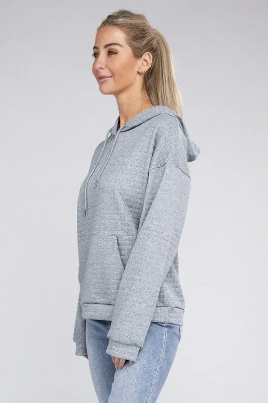 Nuvi Apparel Textured Pocket Drawstring Hoodie