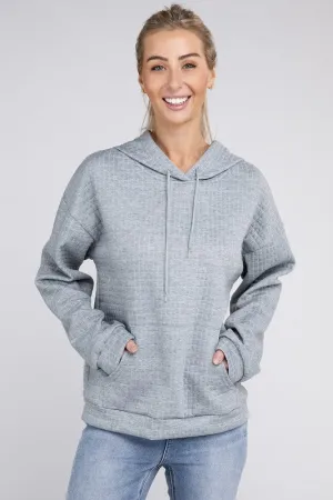 Nuvi Apparel Textured Pocket Drawstring Hoodie