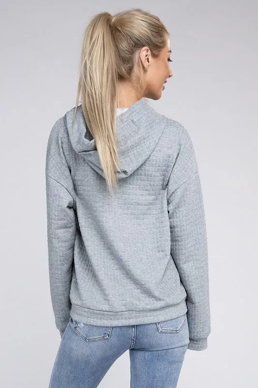 Nuvi Apparel Textured Pocket Drawstring Hoodie