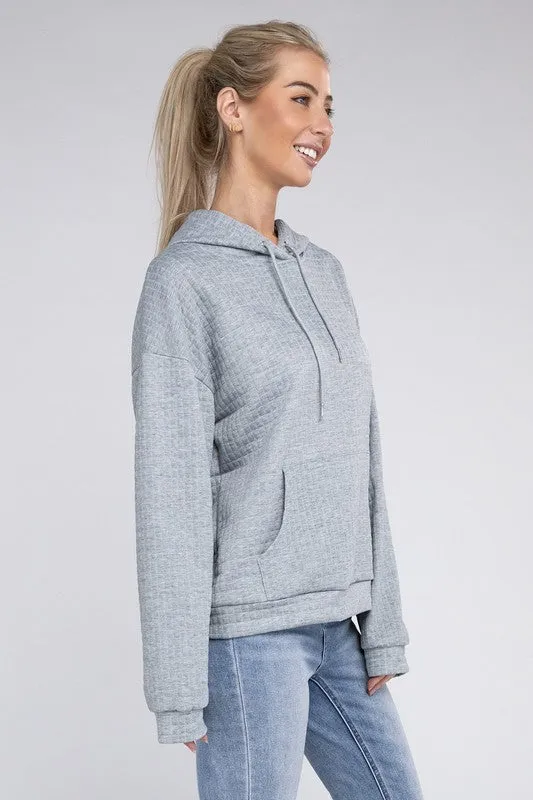 Nuvi Apparel Textured Pocket Drawstring Hoodie