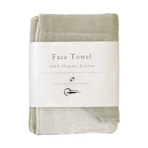 Organic Face Cloth - Green & Ivory